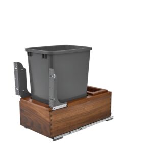 Walnut Bottom Mount Waste Pullout w/ Single Orion Gray 35 qt. Container and MOVENTO Soft-Close for 15" Base