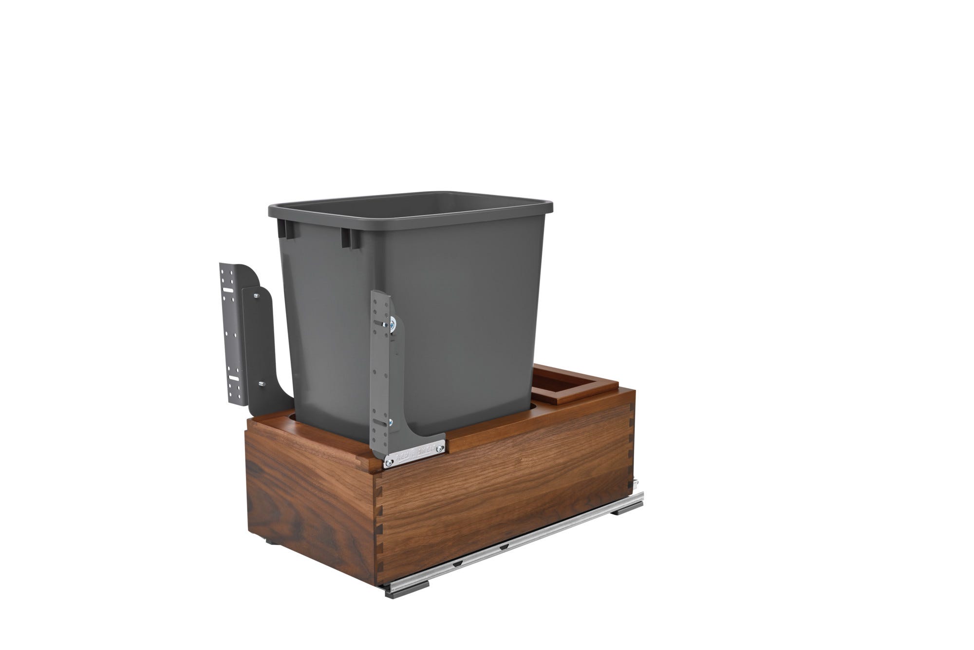 Walnut Movento Single 35 Qt Waste Pull-Out w/ Soft Close