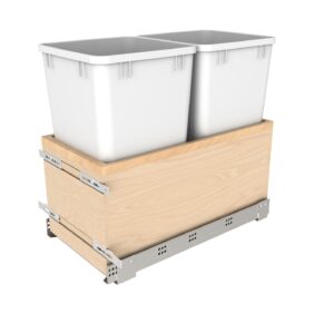 15" Wood Base Cabinet Value Line Waste Pullout with Double White 27 qt. Containers w/ Undermount Soft-Close Slides
