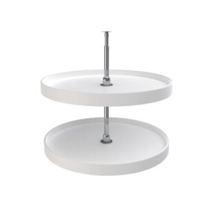 28" White Polymer 2-Shelf Full-Circle Lazy Susan Set