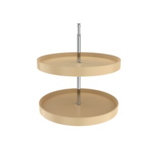 24" Almond Polymer Dependent 2-Shelf Full Circle Lazy Susan Set