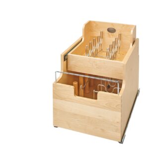 Natural Maple Two-Tier Cookware Organizer w/ MOVENTO for Base 18"