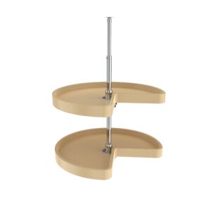 24" Almond Polymer 2-Shelf Kidney Shape Lazy Susan Set