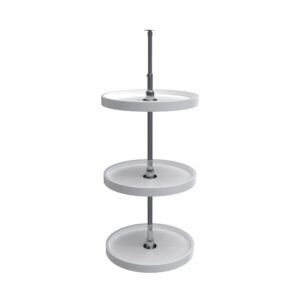 18" White Polymer 3-Shelf Full-Circle Lazy Susan Set