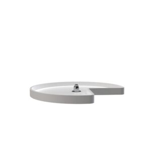 28" White Polymer Single Shelf Kidney-Shaped Lazy Susan Set w/ Bottom Mount Hardware