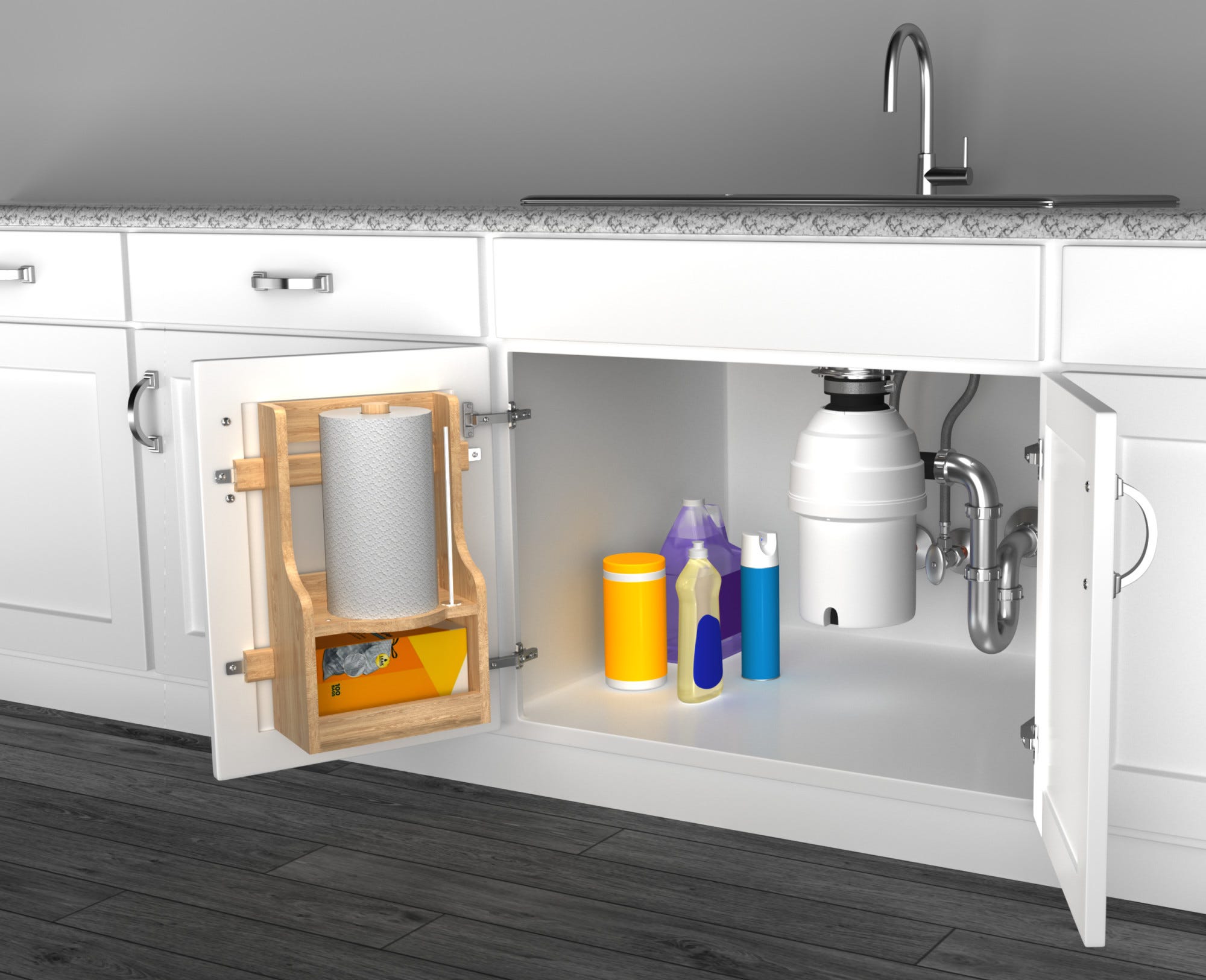 18" Maple Door-Mounted Paper Towel Holder - Image 3
