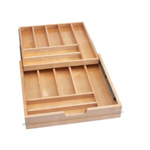 Natural Maple Tiered Cutlery Drawer w/ BLUMOTION Soft-Close for Frameless 24" Base