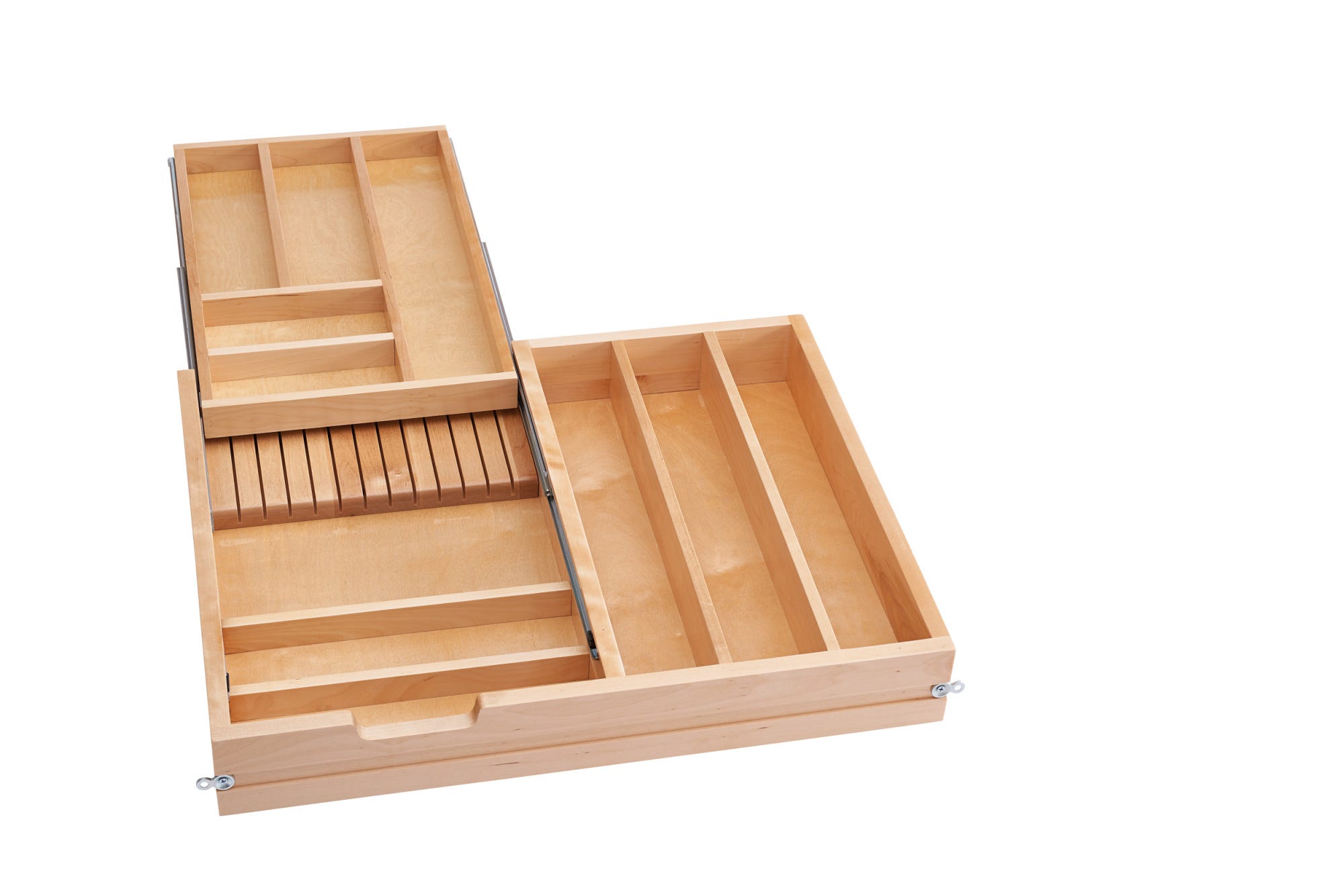 Natural Maple Tiered Combination Drawer w/ BLUMOTION Soft-Close Slides for Face Frame 30" Base