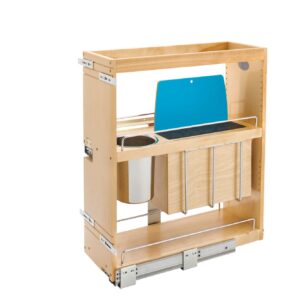 Natural Maple Bottom and Side Mount Knife Block/Utensil Pullout w/ BLUMOTION Soft-Close for 12" Face Frame