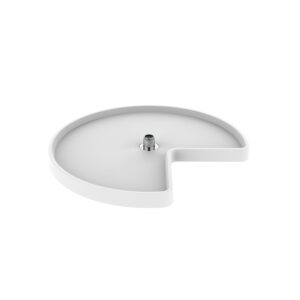 28" White Polymer Single Shelf Kidney-Shaped Lazy Susan Set