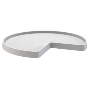 28" Polymer Kidney Lazy Susan Shelf Only White Independently Rotating
