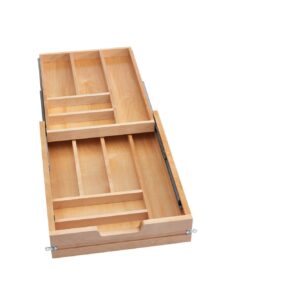 Natural Maple Tiered Cutlery Drawer w/ BLUMOTION Soft-Close Slides for Frameless 18" Base