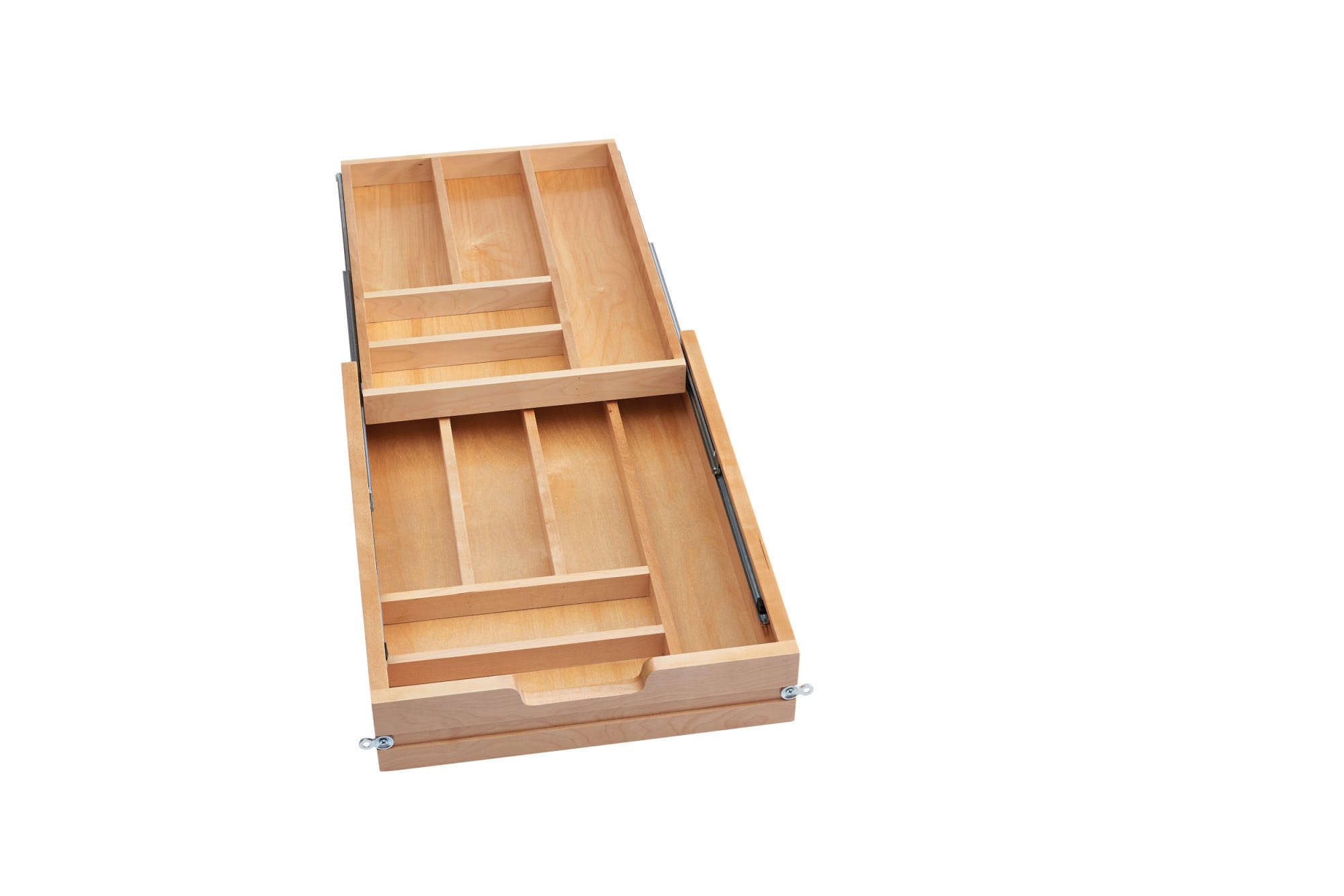 Natural Maple Tiered Cutlery Drawer w/ BLUMOTION Soft-Close Slides for Frameless 18" Base