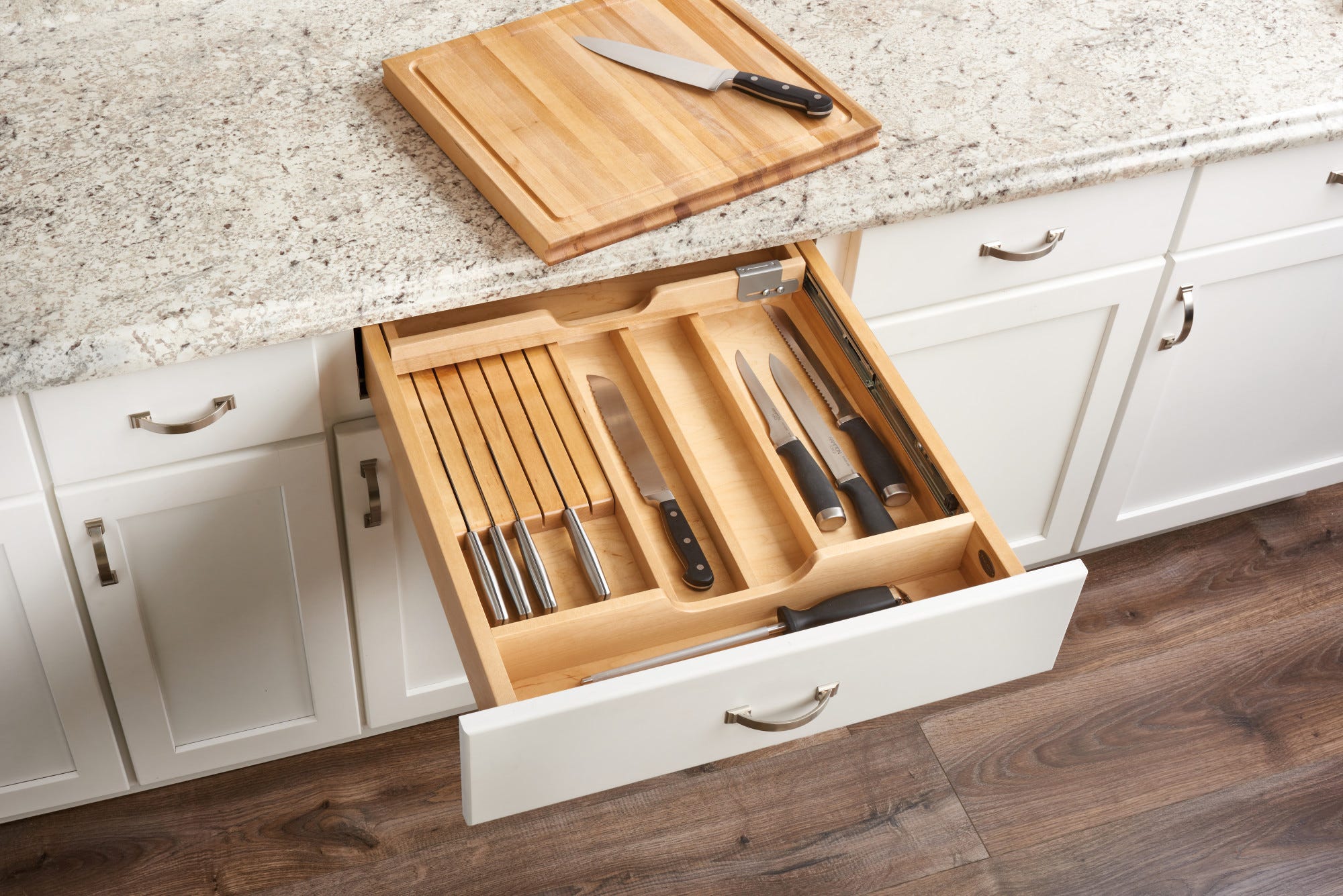 Natural Maple Knife/Cutting Board Drawer w/ BLUMOTION Soft-Close for 21" Face Frame Base - Image 2