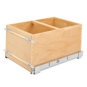 Double 35/50Qt Maple Bottom Mount Pull-Out Waste Container w/Soft-Close