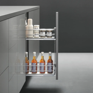 EZELQAM 6" Two-Tier Base Cabinet Pull-Out Organizer – White & Chrome