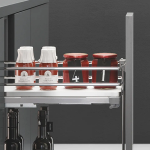 EZELQAM 4.5" Three-Tier Base Cabinet Pull-Out Organizer – White & Chrome