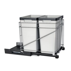 EZ-PAM Double Waste Pull-Out – 18" Cabinet – Dual 32 Qt – 70 kg Rated