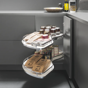 EZ-FLY Left Fly Moon Blind Corner Organizer Kit – 13.5" Left – Chrome/White – Soft-Close