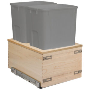 CASBM145-34PF-GR – Cascade Double Waste Unit – 34 Qt – Grey Bins – Baltic Birch