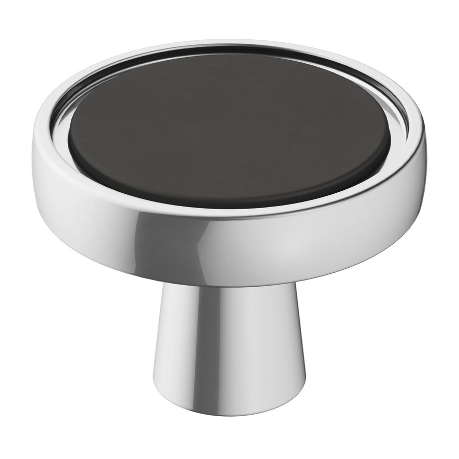 BP-36857-FB26 – 1-3/8" Cabinet Knob – Matte Black / Polished Chrome
